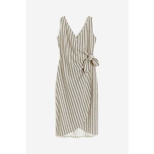 H&M Striped V-neck Wrap Dress - Beige & Black